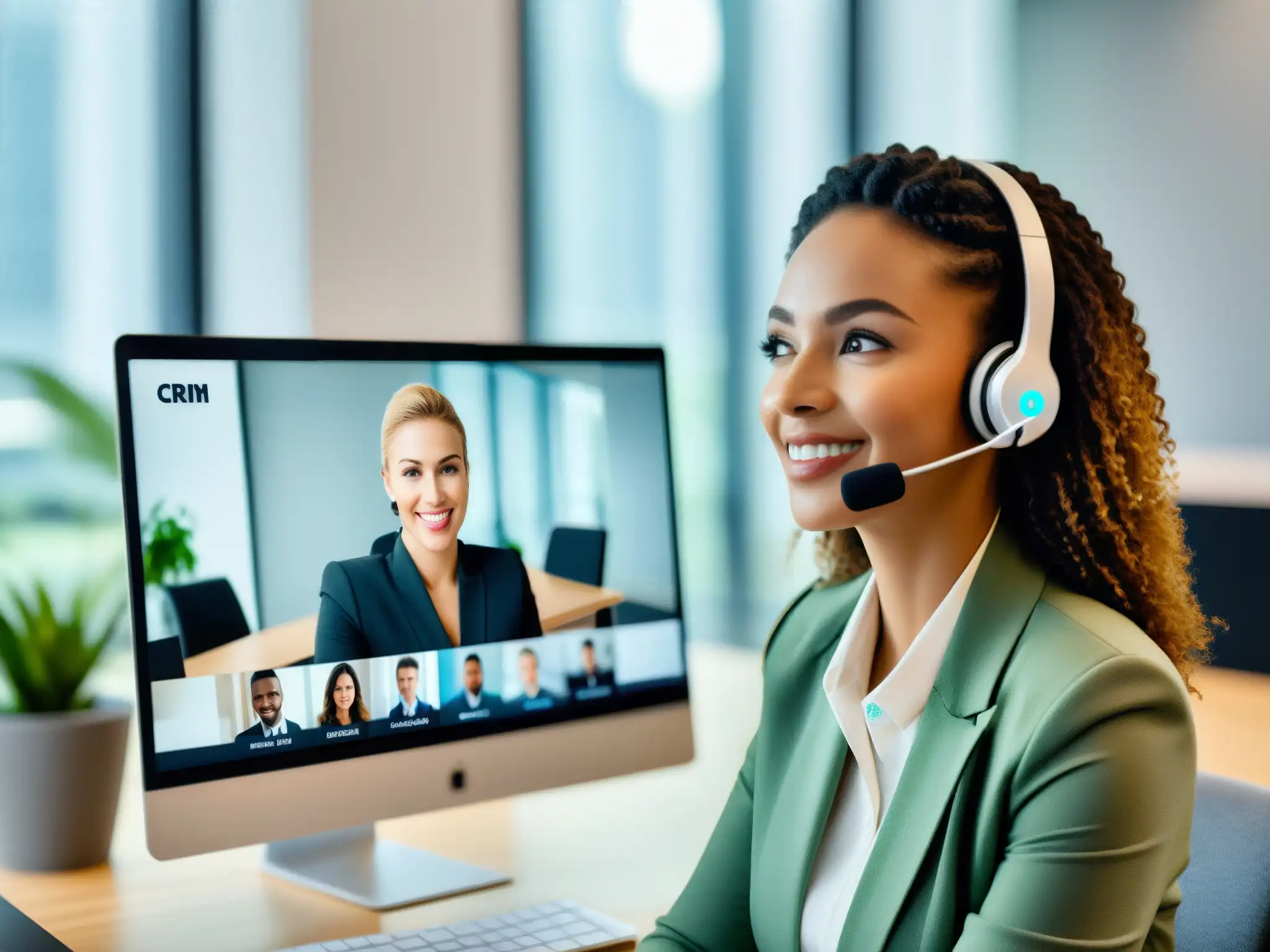Atención al Cliente Eficiente con Pexip CRM Un representante de servicio al cliente usa la integración Pexip CRM para una comunicación eficiente y profesional con un cliente