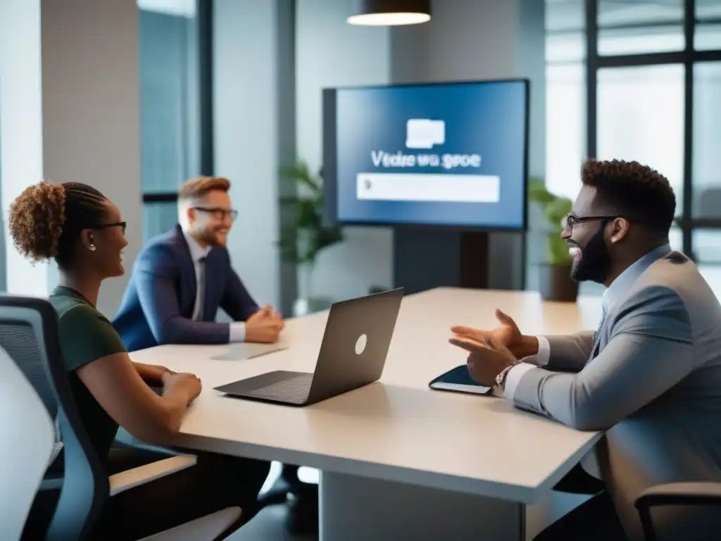 Profesionales con discapacidad y diversidad participan en videoconferencia Una reunión de profesionales diversos, incluidas personas con discapacidad, en una videoconferencia