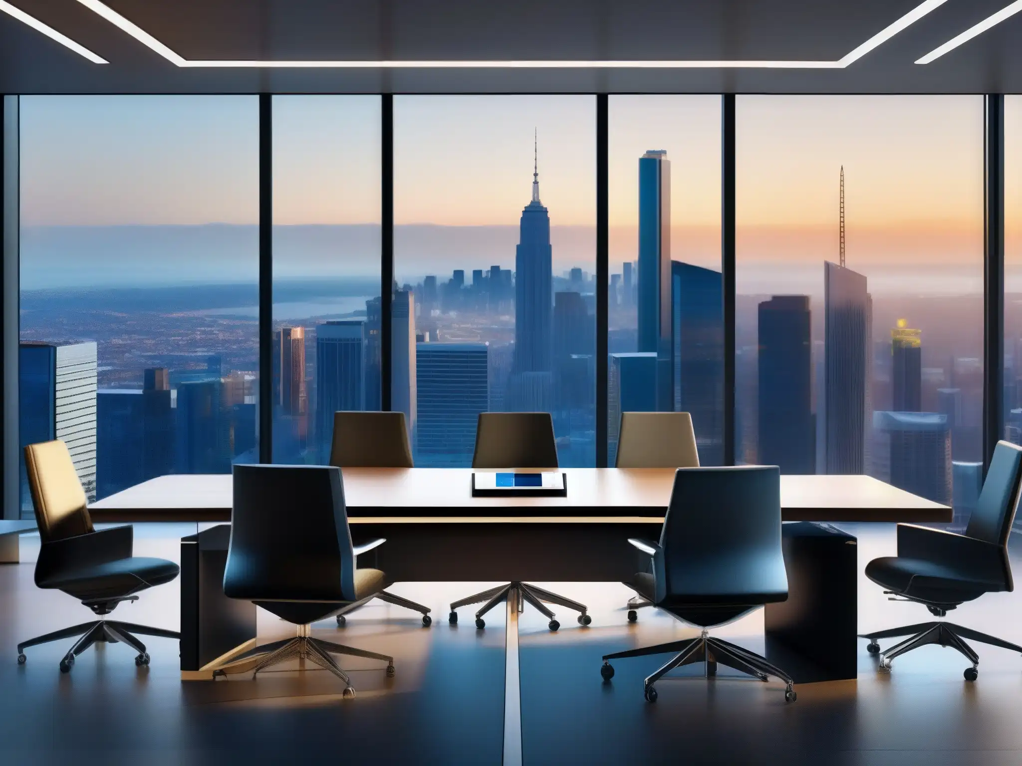 Oficina moderna con Microsoft Teams en acción Una sala de conferencias moderna con integración y colaboración en Microsoft Teams, en un entorno corporativo dinámico
