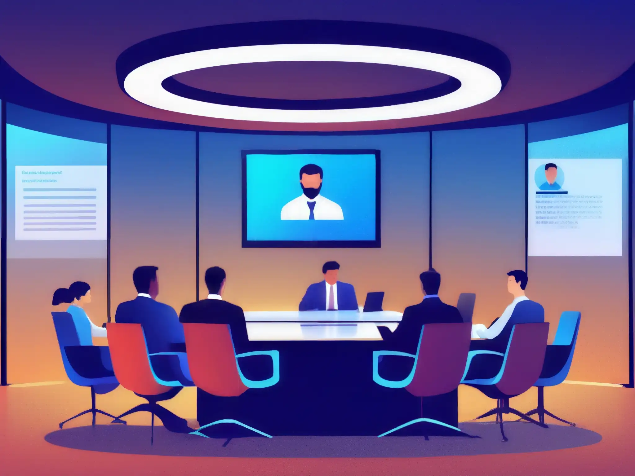 Reunión virtual segura: profesionales en videoconferencia Sala de reuniones virtuales seguras con profesionales en videoconferencia