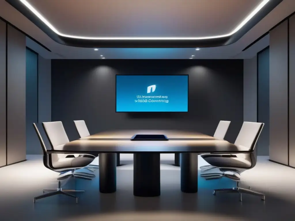 Videoconferencia futurista de alta tecnología Una sala de videoconferencias futurista con las mejores herramientas para soporte técnico