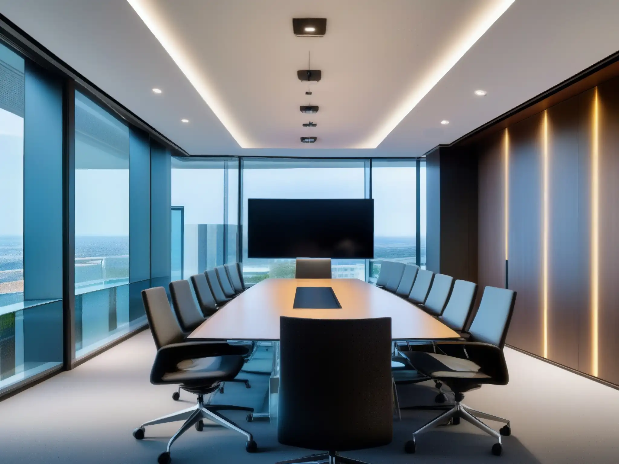 Sala de videoconferencias moderna y elegante Una sala de videoconferencias moderna y elegante con las mejores herramientas para equipos remotos