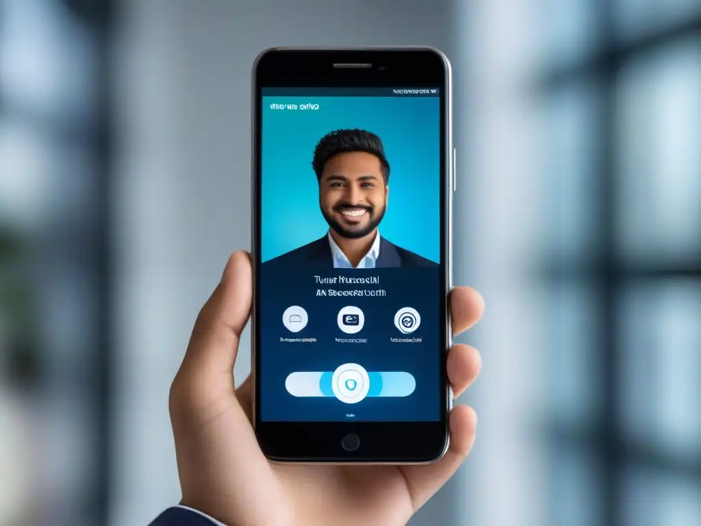 Smartphone con videoconferencia y seguridad avanzada Smartphone con autenticación multifactor para videoconferencias y protección de datos