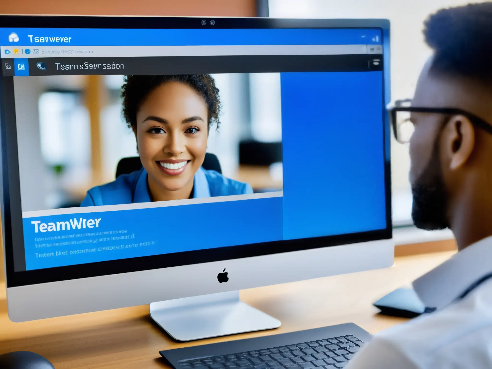 TeamViewer: Soporte remoto profesional para empresas Un técnico de soporte remoto utiliza TeamViewer para resolver un problema técnico en una pequeña empresa