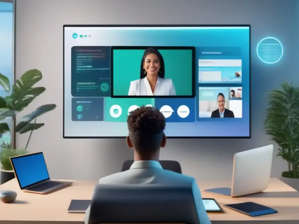 Experiencia de videoconferencia ultra detallada y personalizada en 8K Usuario con integraciones personalizadas en videoconferencia, creando una experiencia envolvente y moderna