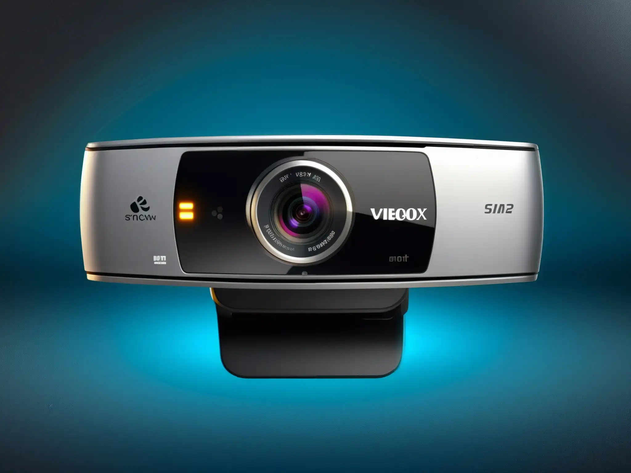 Webcam de alta tecnología para videoconferencias profesionales Una webcam de vanguardia mejora la calidad de transmisión en videoconferencias, capturando detalles en un entorno profesional moderno
