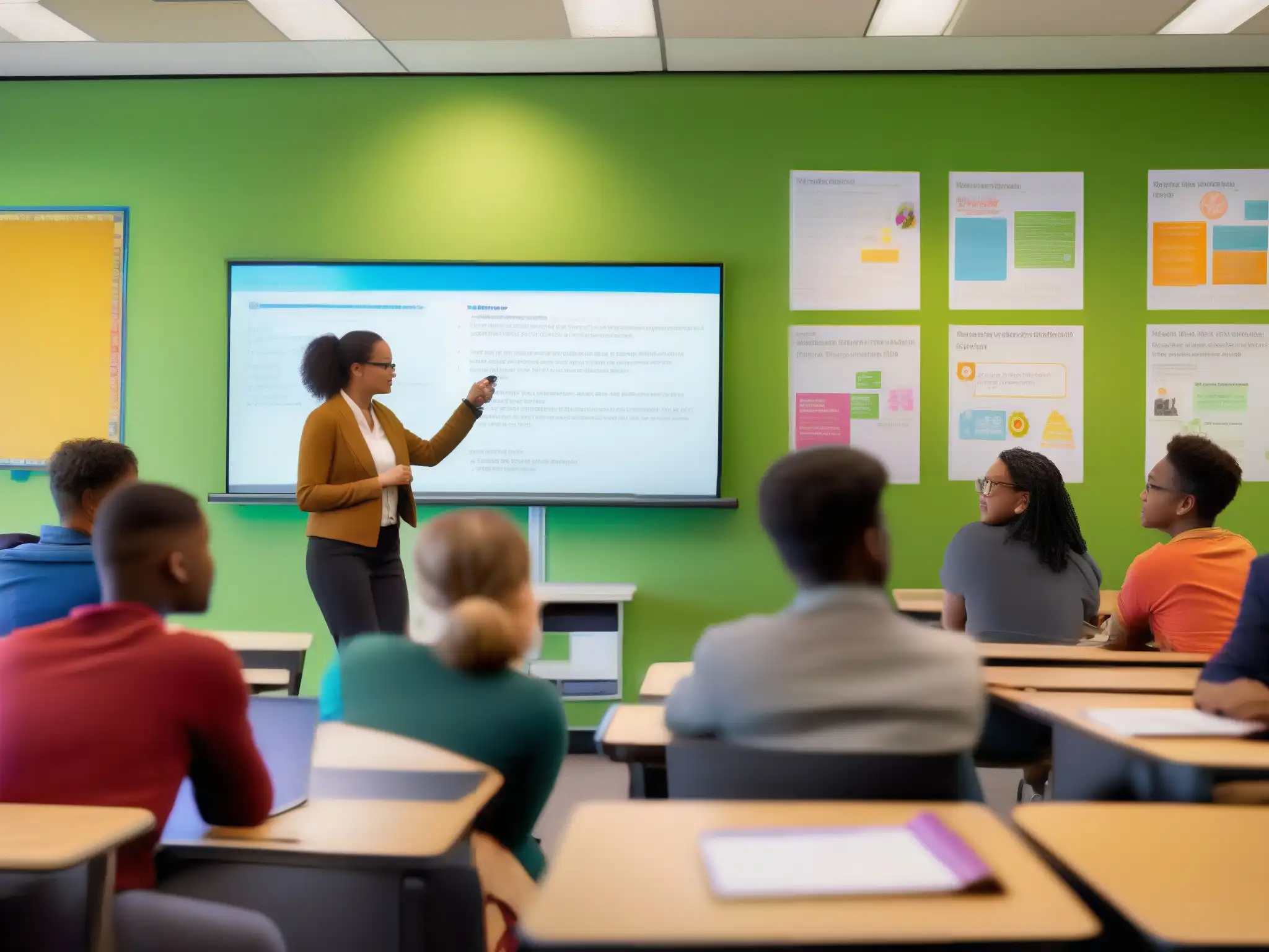 Aula moderna: colaboración e innovación educativa Vibrante aula moderna con tecnología y colaboración, un caso de éxito educativo GoToMeeting
