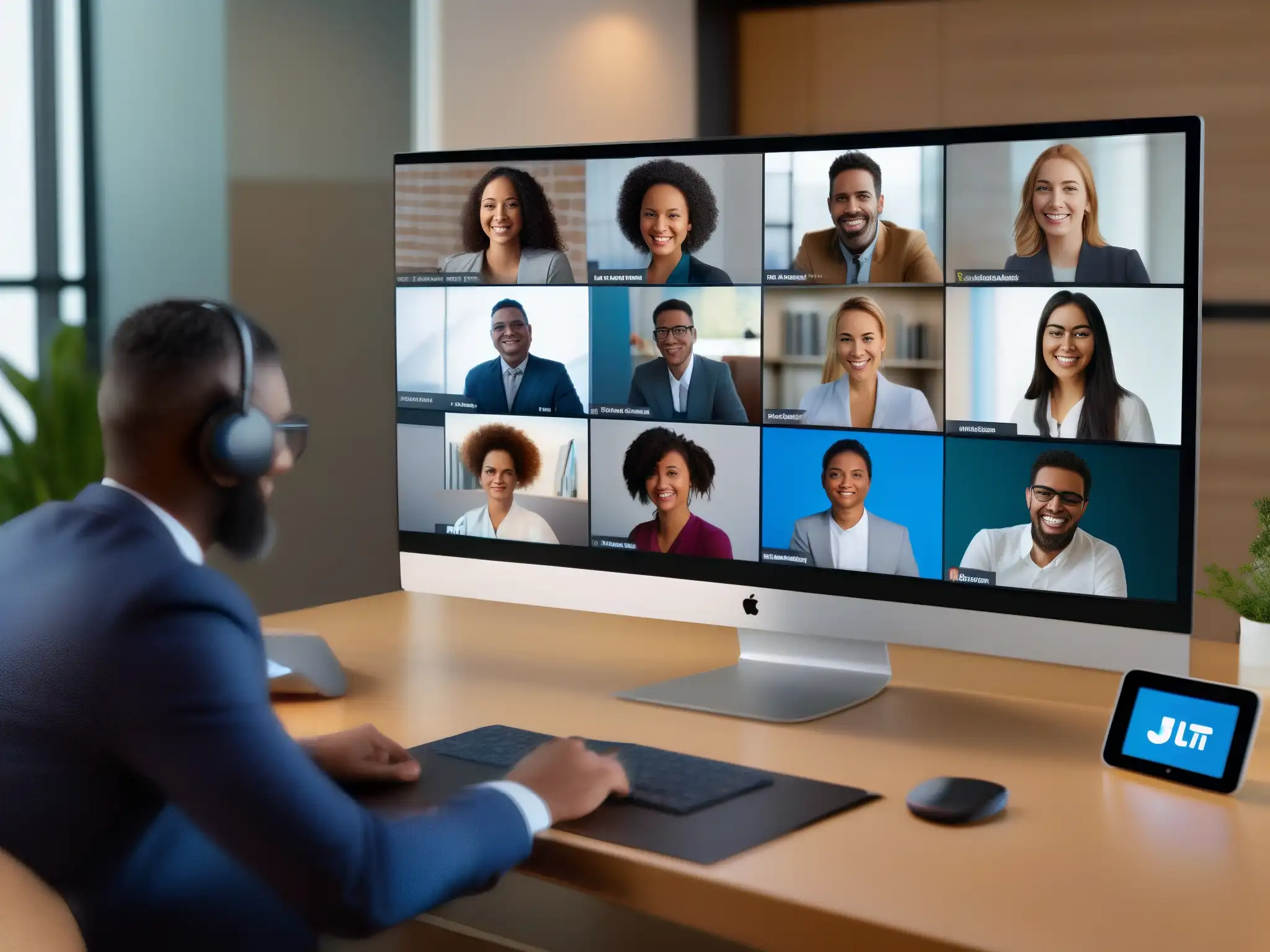 Videoconferencia 8K: Profesionales y Estudiantes en Jitsi Meet Vibrante videoconferencia en la plataforma de videoconferencia Jitsi Meet con profesionales y estudiantes