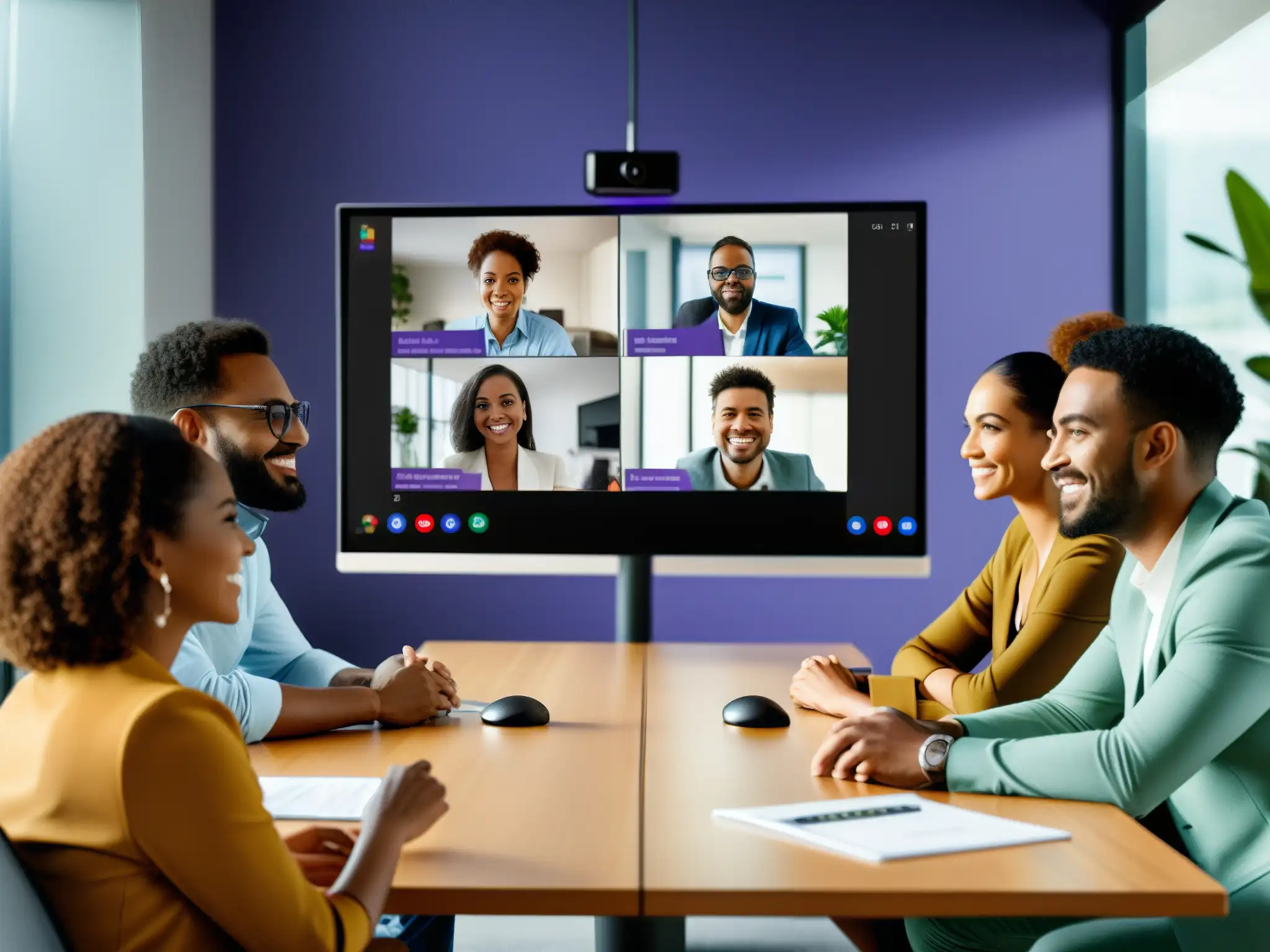 Conferencia virtual en Microsoft Teams: interacción profesional Una videoconferencia en Microsoft Teams con alta fidelidad de audio y video