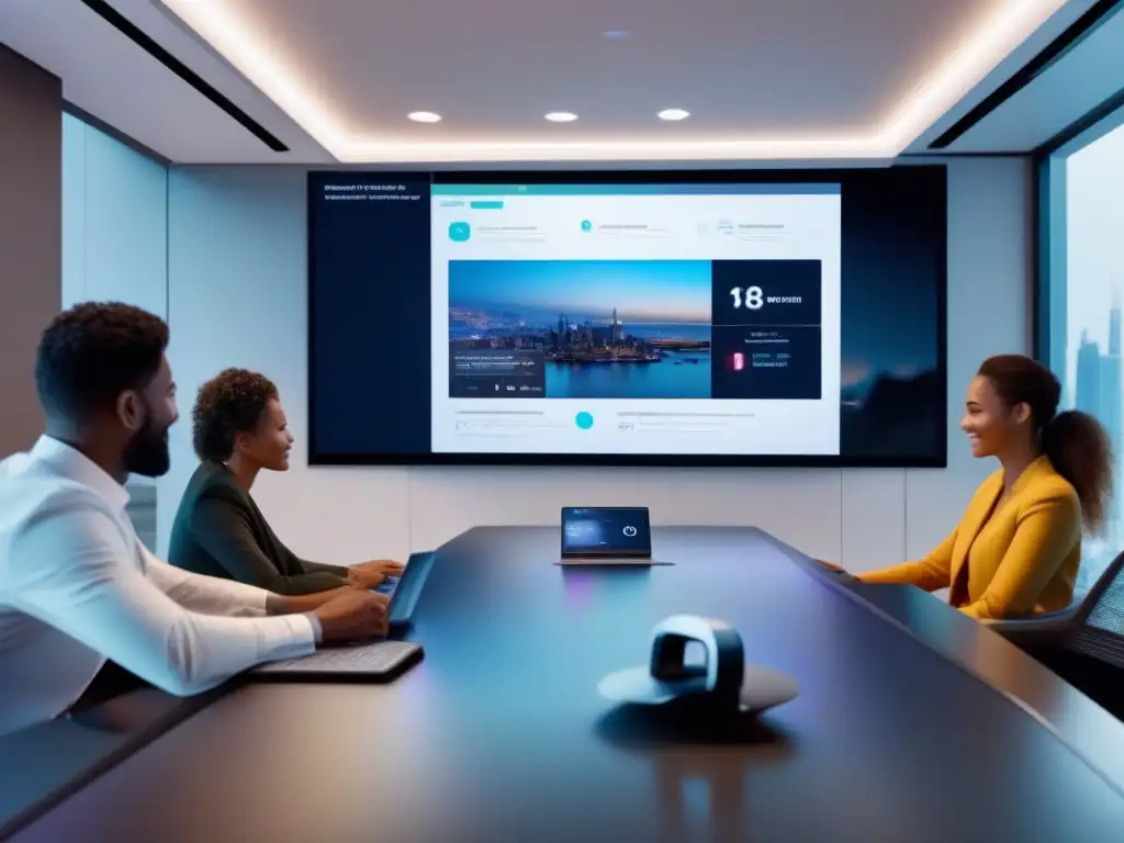 Interfaz de videoconferencia futurista en 8k Videoconferencia futurista en pantalla de alta resolución con customización