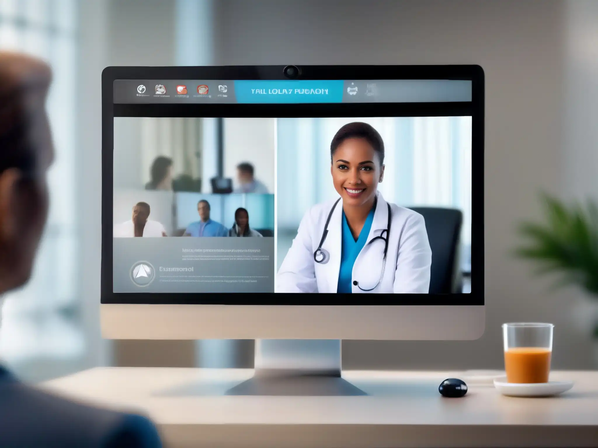 Atención médica empática y profesional a través de videoconferencia Una videoconferencia médica cálida y profesional transmite confianza y comodidad