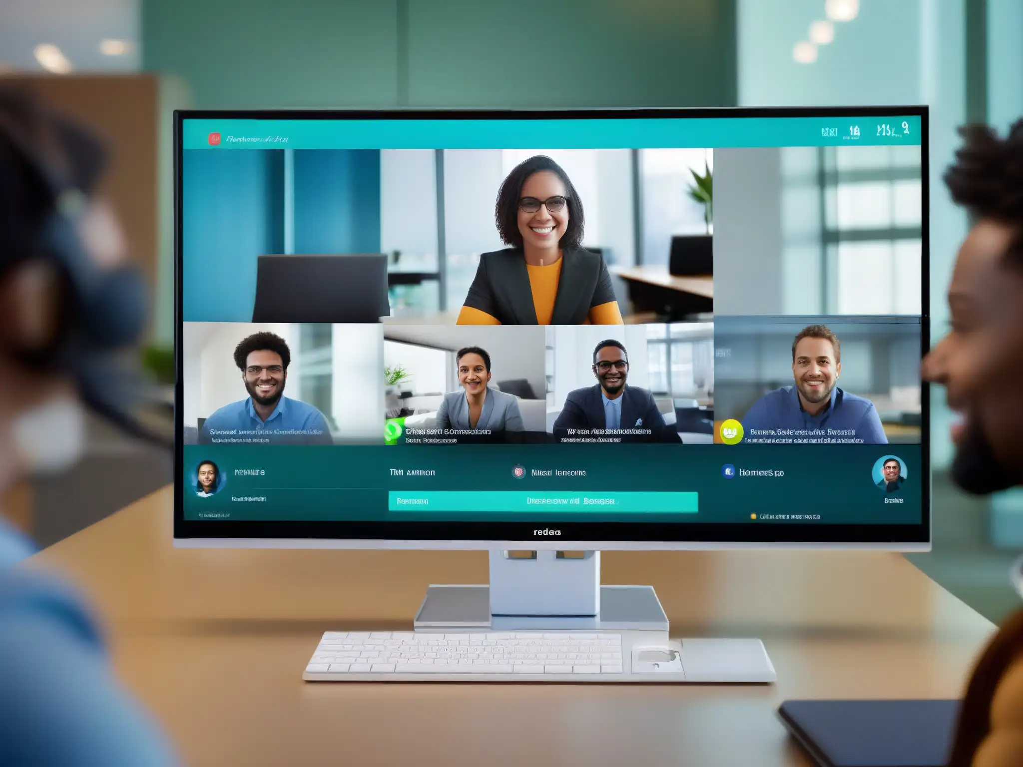 Videoconferencia de alta calidad en Cisco WebEx Un videoconferencia nítida en Cisco WebEx, con participantes enfocados y ambiente moderno