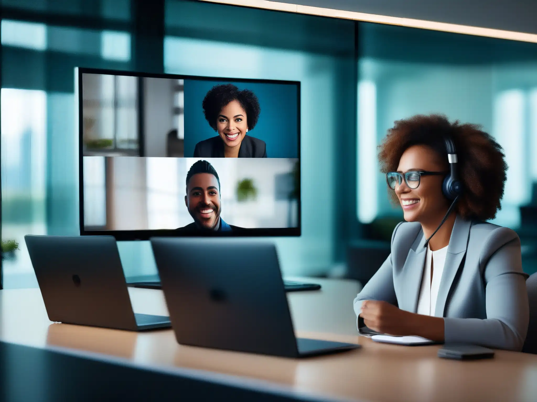 Conferencia Virtual Segura: Autenticación de Dos Factores en Acción En una videoconferencia, dos personas muestran autenticación dos factores