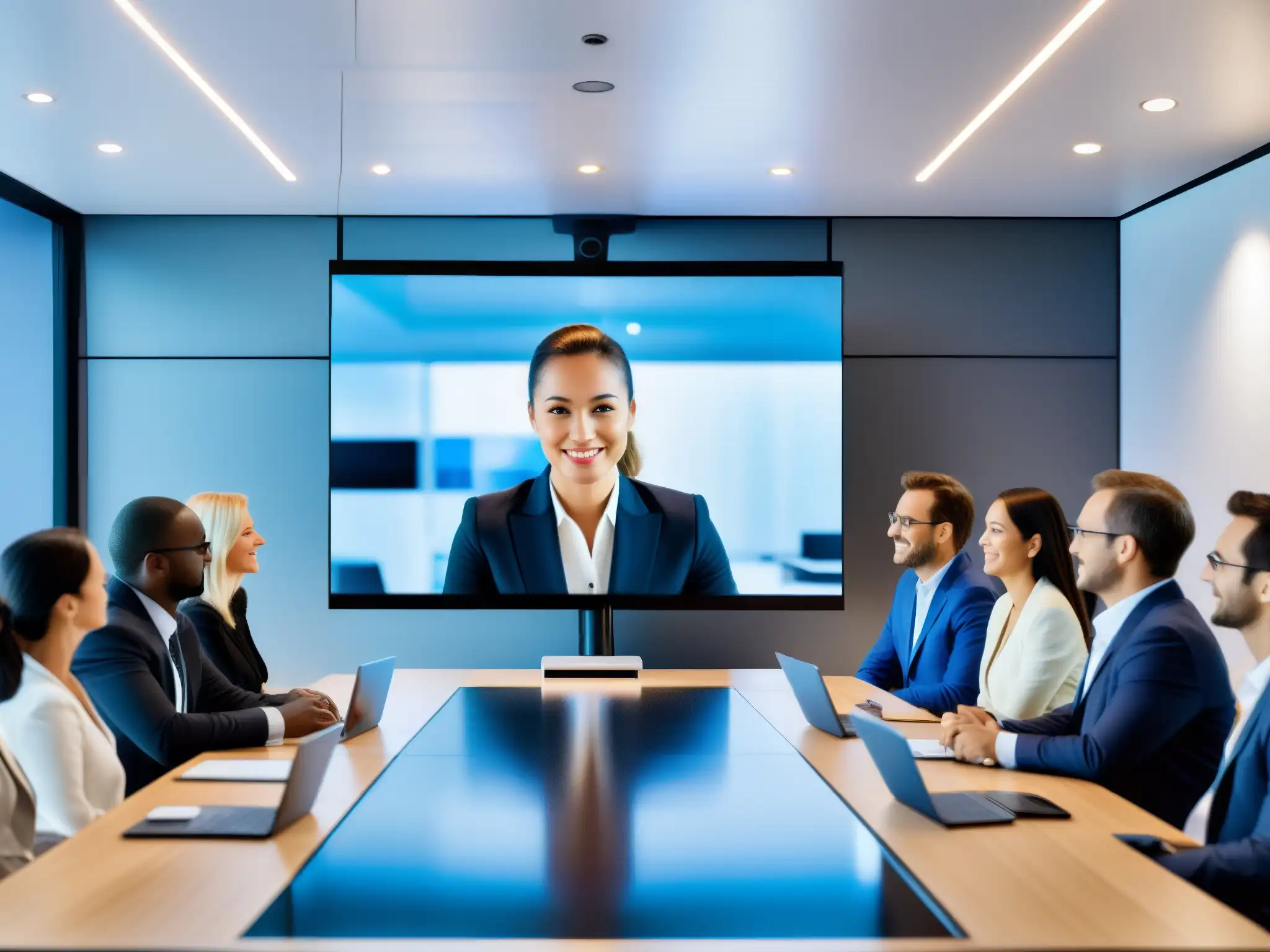 Conferencia virtual de alta gama: profesionalismo y sofisticación Una videoconferencia profesional en un entorno elegante y seguro