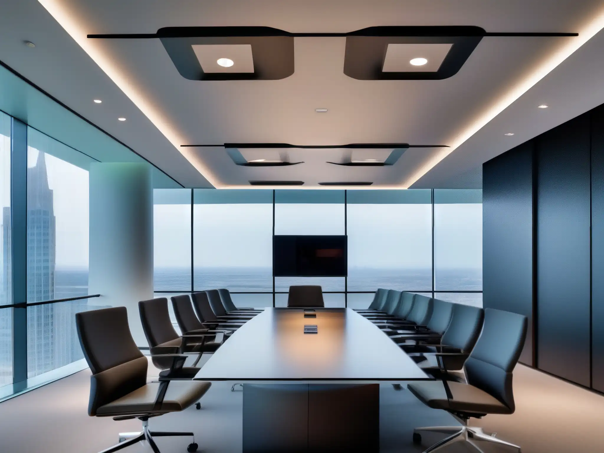 Sala de Videoconferencias Futurista y Profesional Innovación en videoconferencia para profesionales: Sala futurista de videoconferencias con diseño vanguardista y tecnología de vanguardia