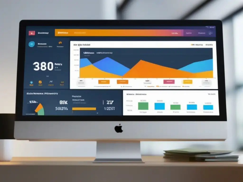 CRM Dashboard 8K: Eficiencia y Productividad Una vista detallada en 8k de un moderno panel de CRM con herramientas interactivas para la planificación de reuniones y visualización de datos en tiempo real