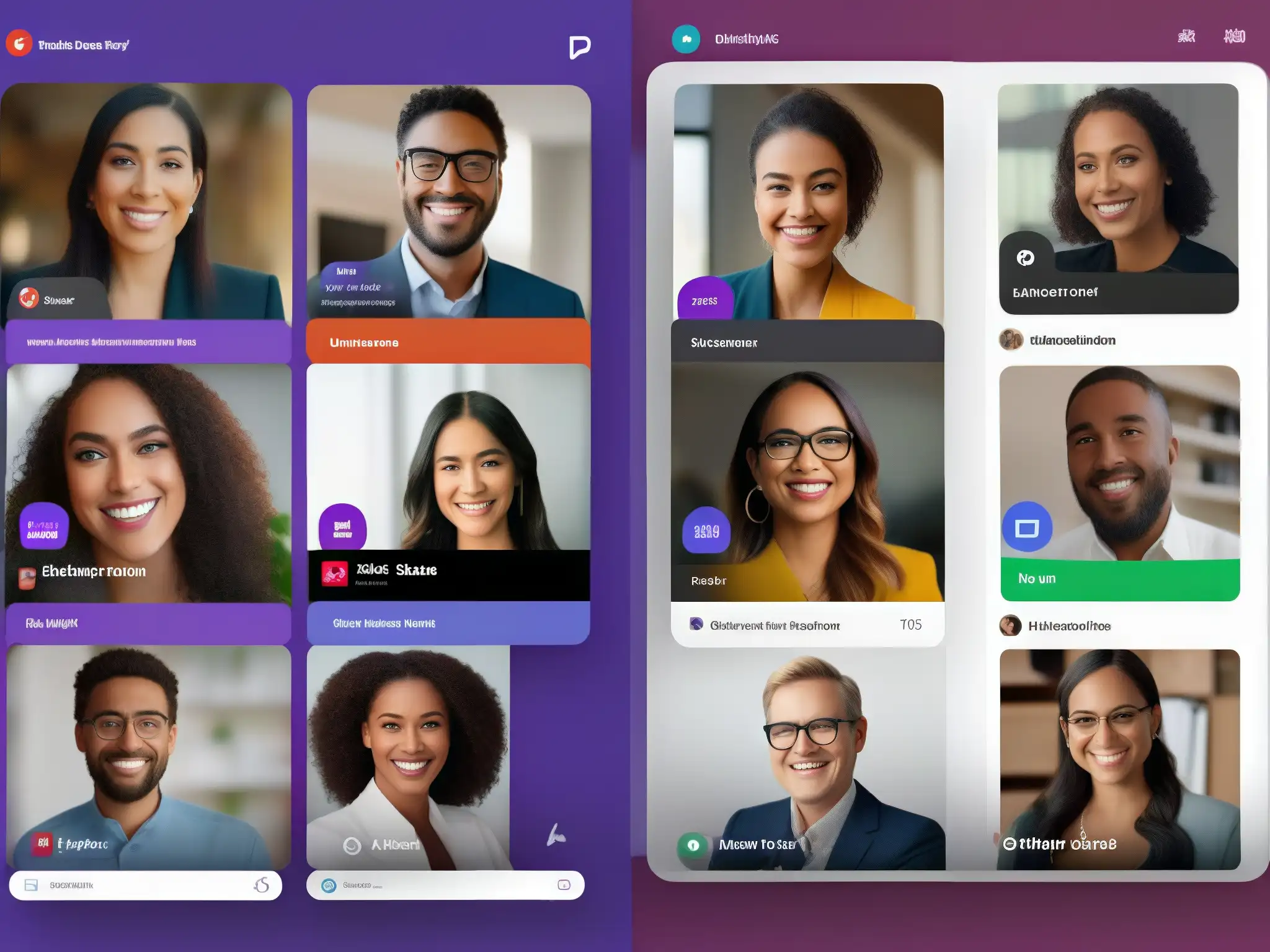 Comparativa UI: Slack vs Comparación visual de interfaces de Slack, Zoom, Microsoft Teams y Google Meet para análisis de productividad