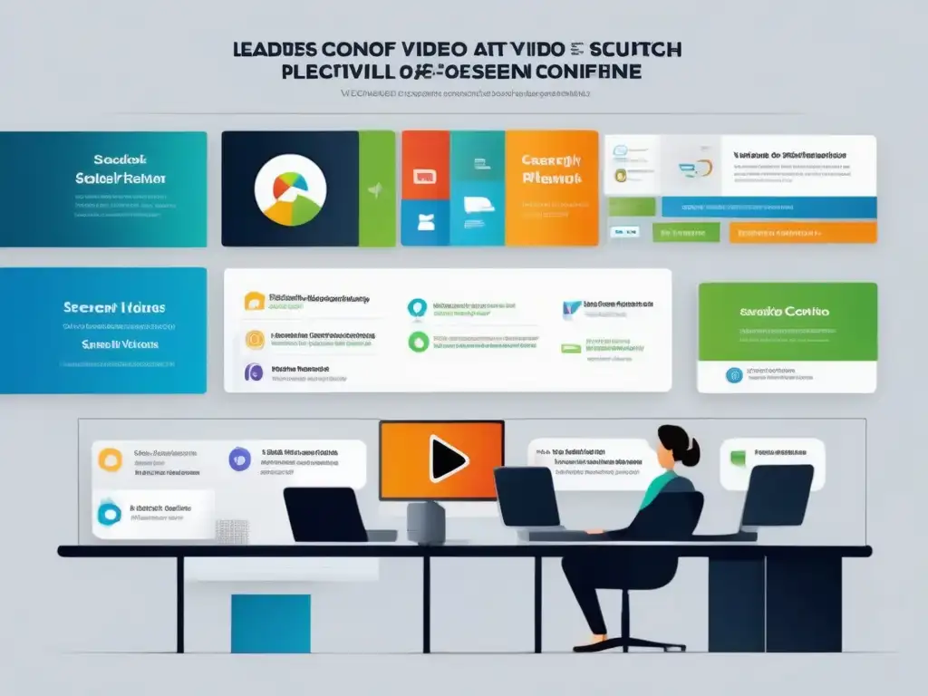 Comparación de Videoconferencias: Características Técnicas Comparación visual de plataformas de videoconferencia para grandes audiencias, destacando características técnicas y capacidades